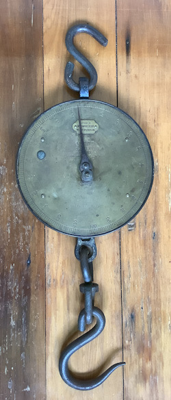 Large vintage brass fronted Salter scales